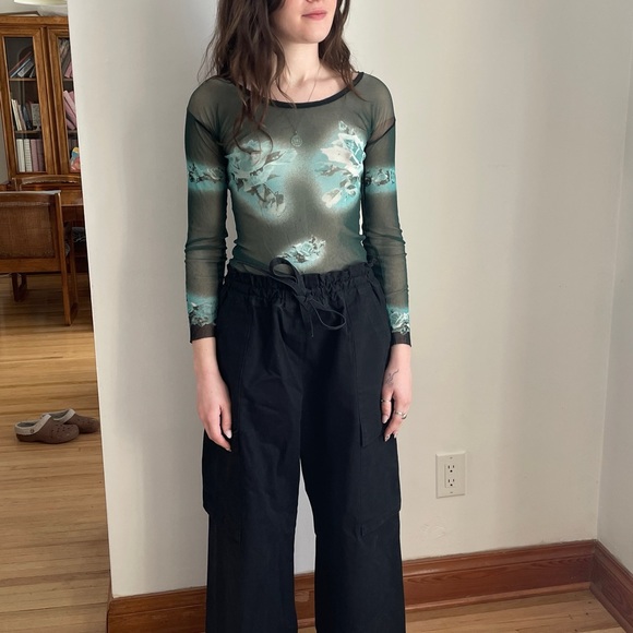 Jean Paul Gaultier Floral Long sleeve Mesh Top - Picture 3 of 8
